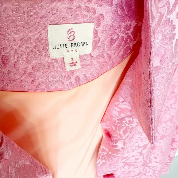 Julie Brown pink Lurex floral brocade capelet