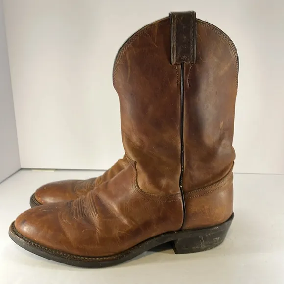 Justin 3405 Brown Leather Distressed Cowboy Western Work Boots - Men’s Size 11D