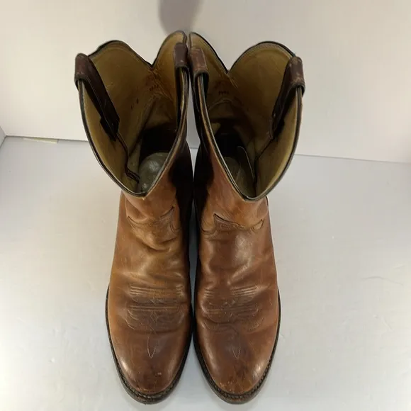 Justin 3405 Brown Leather Distressed Cowboy Western Work Boots - Men’s Size 11D