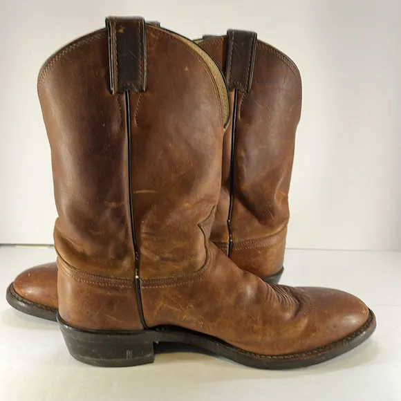 Justin 3405 Brown Leather Distressed Cowboy Western Work Boots - Men’s Size 11D