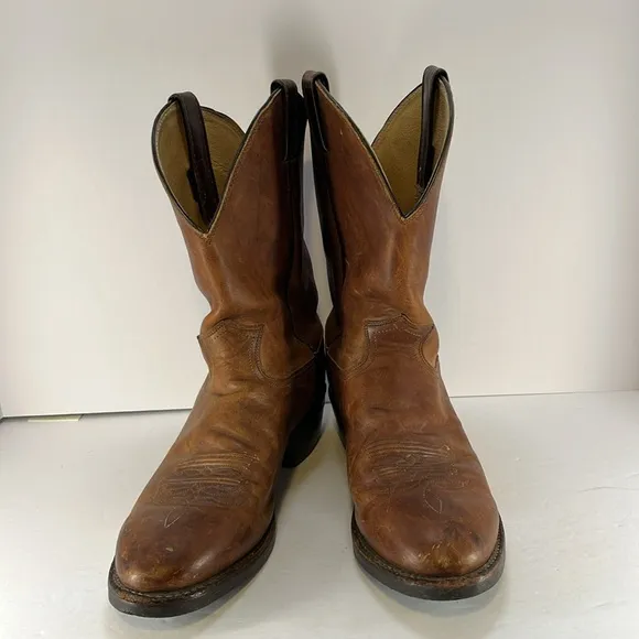 Justin 3405 Brown Leather Distressed Cowboy Western Work Boots - Men’s Size 11D