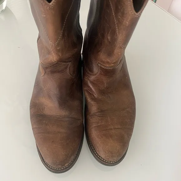 Justin 4116 Brown Leather Pull-on Work Boots. Size 11.5. USA Made