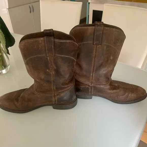 Justin 4116 Brown Leather Pull-on Work Boots. Size 11.5. USA Made