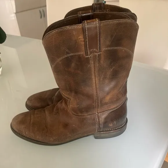 Justin 4116 Brown Leather Pull-on Work Boots. Size 11.5. USA Made