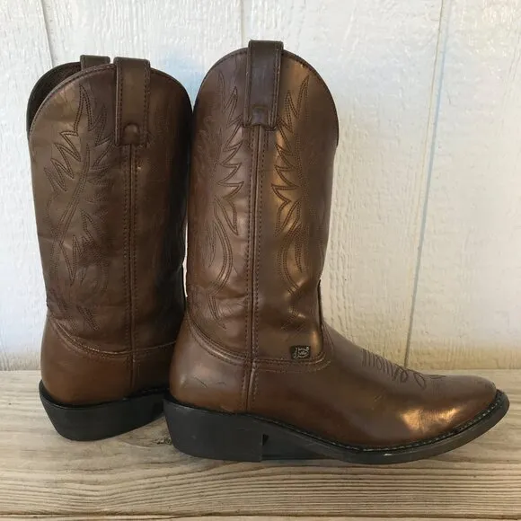Justin Basics Mens Brown Leather Cowboy Western Boots Mens 10.5 EE JB1100