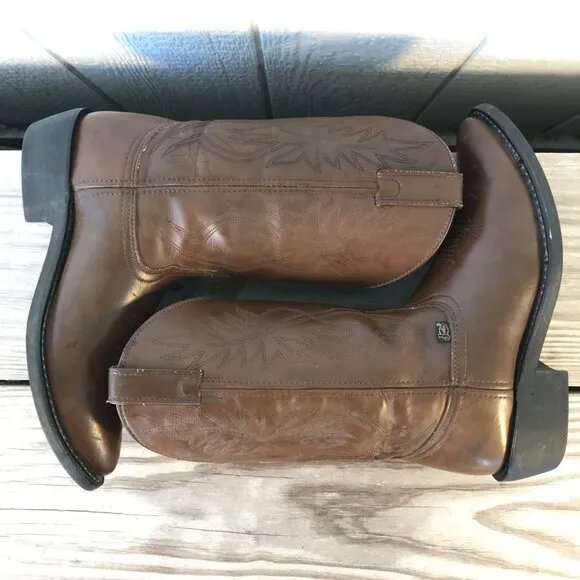 Justin Basics Mens Brown Leather Cowboy Western Boots Mens 10.5 EE JB1100