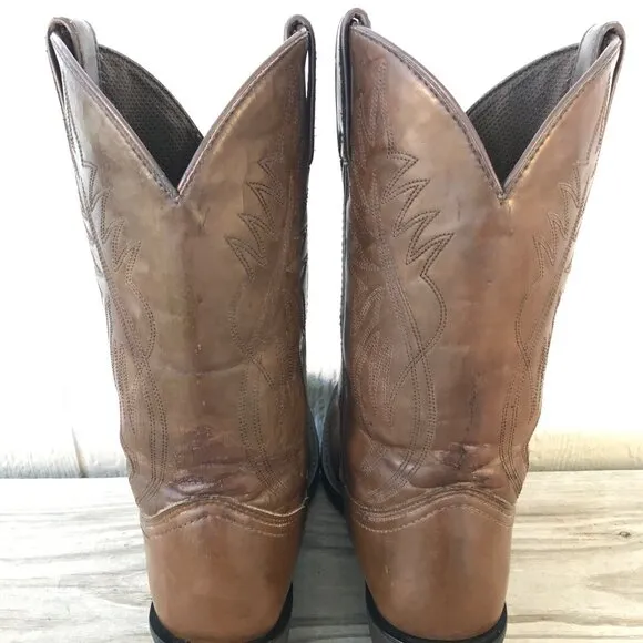 Justin Basics Mens Brown Leather Cowboy Western Boots Mens 10.5 EE JB1100