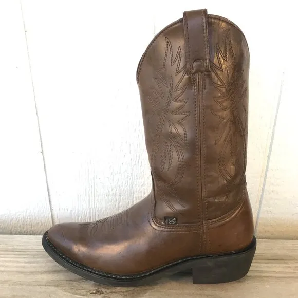 Justin Basics Mens Brown Leather Cowboy Western Boots Mens 10.5 EE JB1100