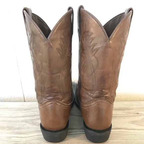 Justin Basics Mens Brown Leather Cowboy Western Boots Mens 10.5 EE JB1100