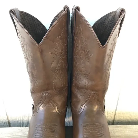 Justin Basics Mens Brown Leather Cowboy Western Boots Mens 10.5 EE JB1100