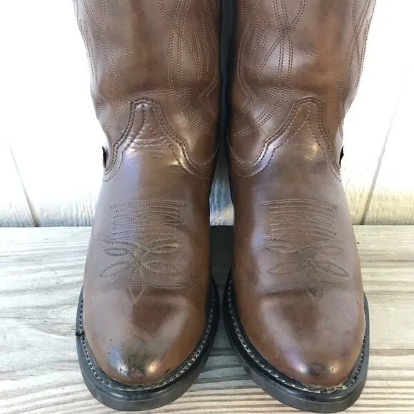 Justin Basics Mens Brown Leather Cowboy Western Boots Mens 10.5 EE JB1100