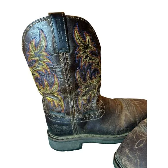 Justin Boots Men's Stampede Copper Kettle  Steel Toe Work Boot- Size 8.5
