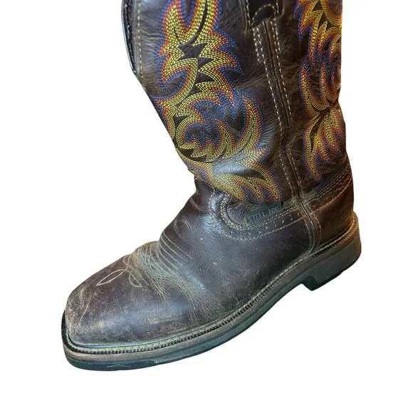 Justin Boots Men's Stampede Copper Kettle  Steel Toe Work Boot- Size 8.5