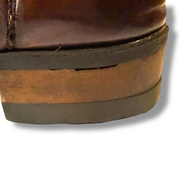 Justin Cowboy Boots Mens Brown Western Vibram Sole Oil Resistant Size 8D