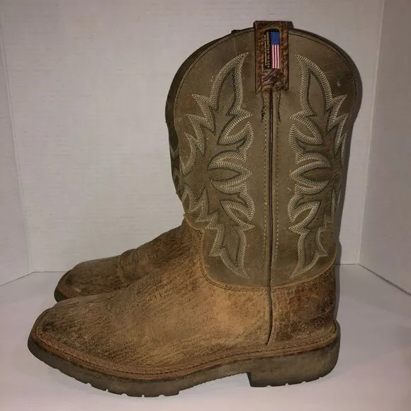 Justin Mens 9 D Gray Scottsbluff Western Square Toe Soft Toe Work Boots 4526