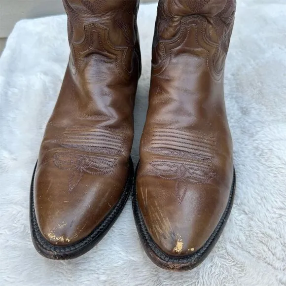 Justin Men's Brown Leather Western Cowboy Boots Size 10.5