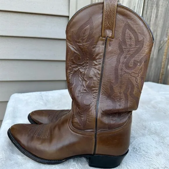 Justin Men's Brown Leather Western Cowboy Boots Size 10.5