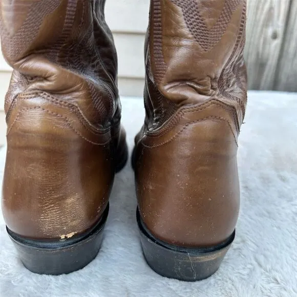 Justin Men's Brown Leather Western Cowboy Boots Size 10.5
