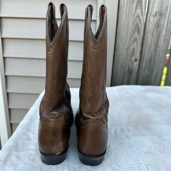 Justin Men's Brown Leather Western Cowboy Boots Size 10.5