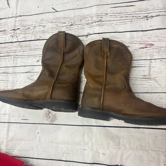 Justin Mens Chocolate Water Buffalo Square Toe Boots  10D Soft Toe work MJ1015