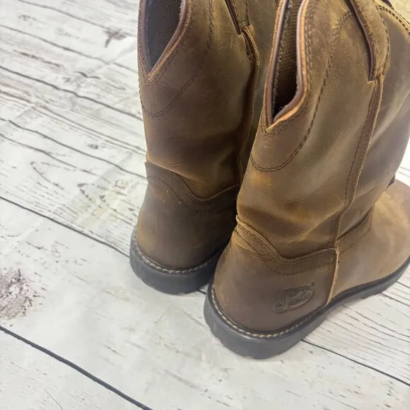 Justin Mens Chocolate Water Buffalo Square Toe Boots  10D Soft Toe work MJ1015