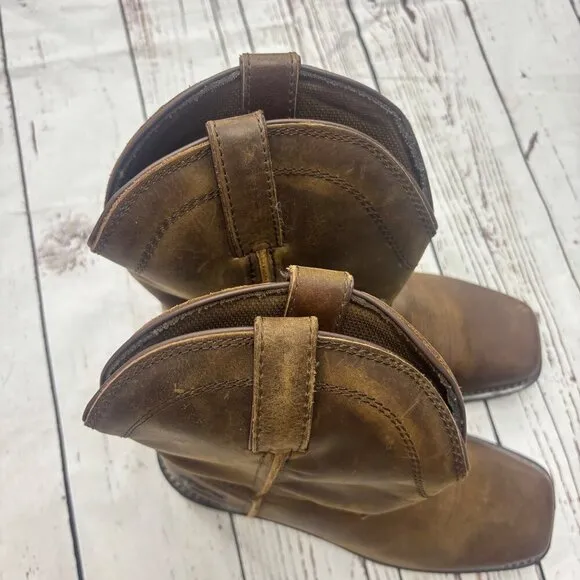 Justin Mens Chocolate Water Buffalo Square Toe Boots  10D Soft Toe work MJ1015