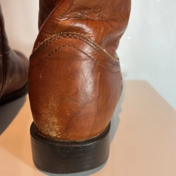 Justin men’s work cowboy boots Chestnut Marbled Deerlite J-flex sole size 9D