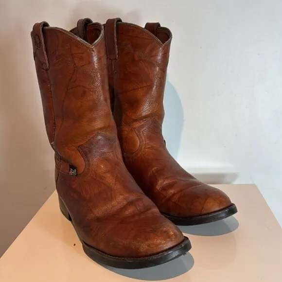 Justin men’s work cowboy boots Chestnut Marbled Deerlite J-flex sole size 9D