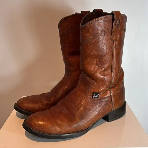 Justin men’s work cowboy boots Chestnut Marbled Deerlite J-flex sole size 9D