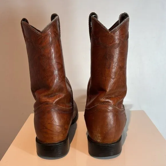 Justin men’s work cowboy boots Chestnut Marbled Deerlite J-flex sole size 9D