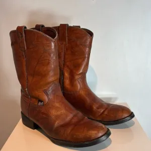 Justin men’s work cowboy boots Chestnut Marbled Deerlite J-flex sole size 9D