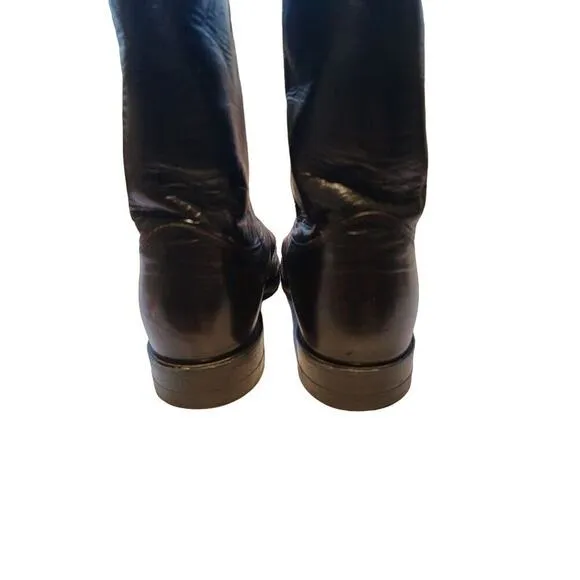 Justin Roper Western Boots Cowboy Leather Men's Sz 9 EE X-Wide Burgundy Brown