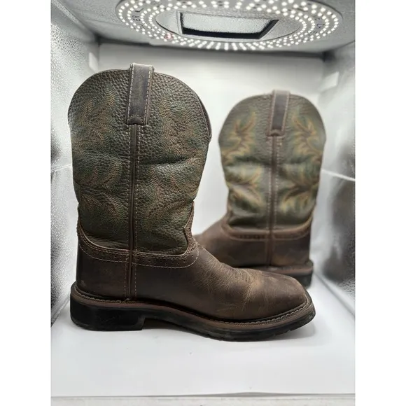 Justin Stampede Brown Square Steel Toe Work Boots WK4688 Men's - Sz 8.5D