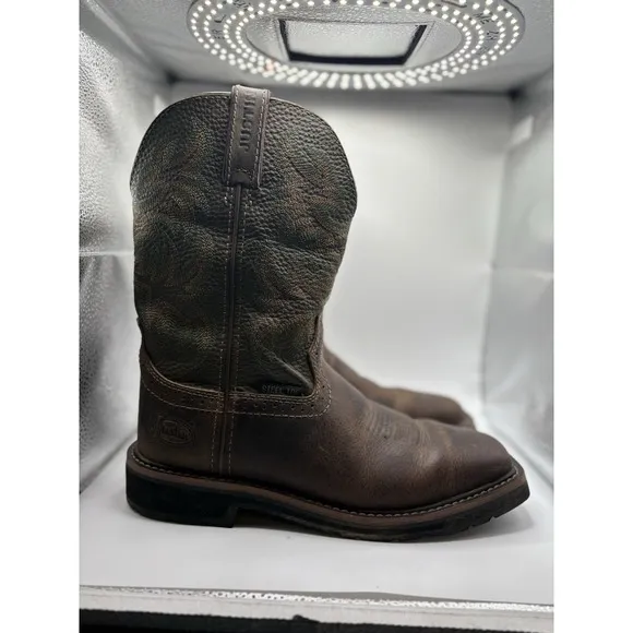 Justin Stampede Brown Square Steel Toe Work Boots WK4688 Men's - Sz 8.5D