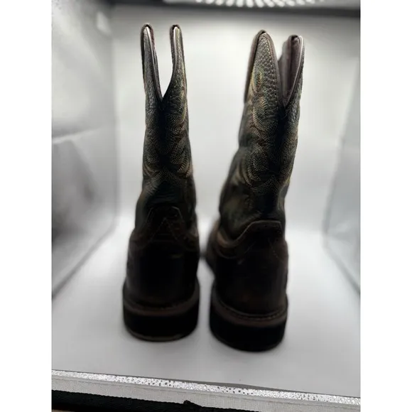 Justin Stampede Brown Square Steel Toe Work Boots WK4688 Men's - Sz 8.5D