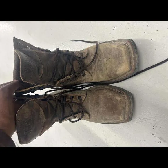 Justin Steel Toe Leather Vintage Brown Work Combat Boots