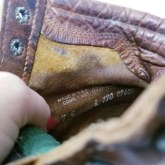 JUSTIN Vintage Lace Up Leather Ropers Work Boots