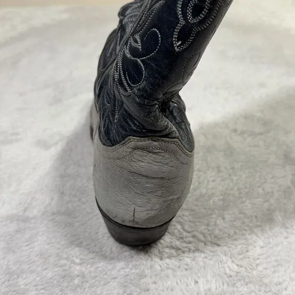 Justin Western 9118 Boots Mens 12A Grey Leather Pull On Two Tone Mid Calf Cowboy