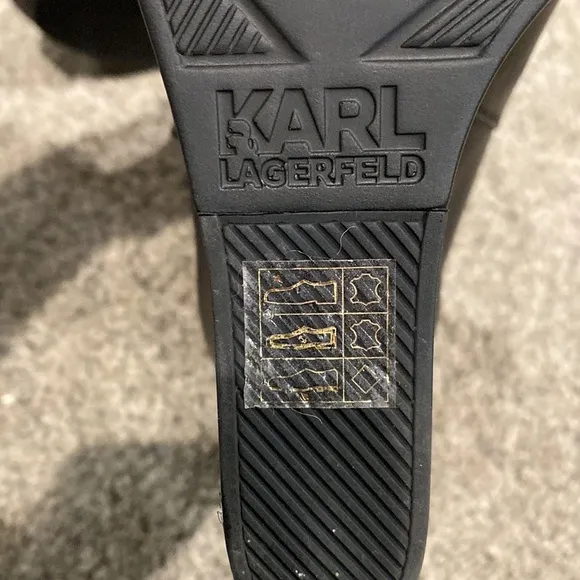 Karl Lagerfeld Black Wedge Heeled Ankle Boots - Size 38 (7.5)