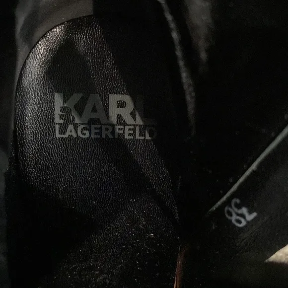 Karl Lagerfeld Black Wedge Heeled Ankle Boots - Size 38 (7.5)