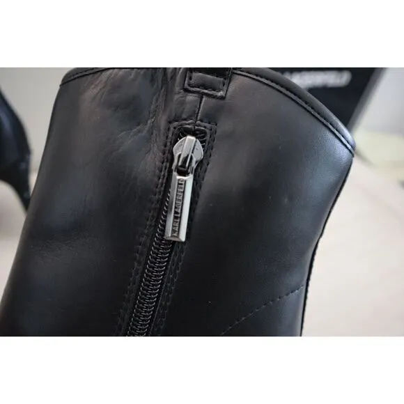 Karl Lagerfeld Women's Sz 5M Black Smooth Leather Embellished Ankle Boots