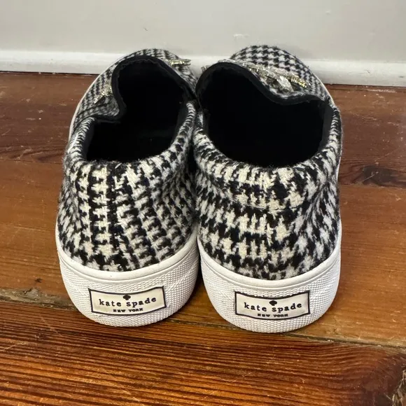 Kate Spade Gizelle Slip-On Rhinestone Jewel Houndstooth Sneakers Shoes 6.5