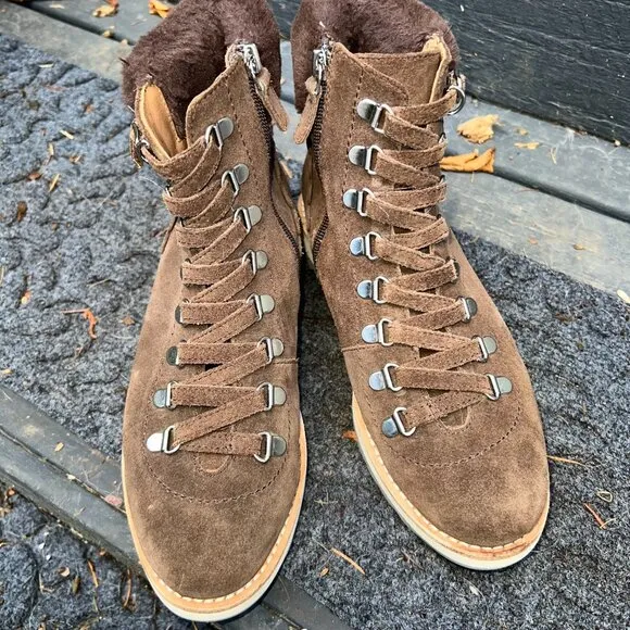KATE SPADE Maira Hiking Boot Chocolate Brown Suede