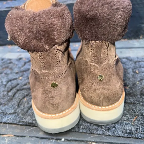 KATE SPADE Maira Hiking Boot Chocolate Brown Suede