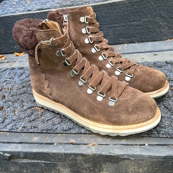 KATE SPADE Maira Hiking Boot Chocolate Brown Suede