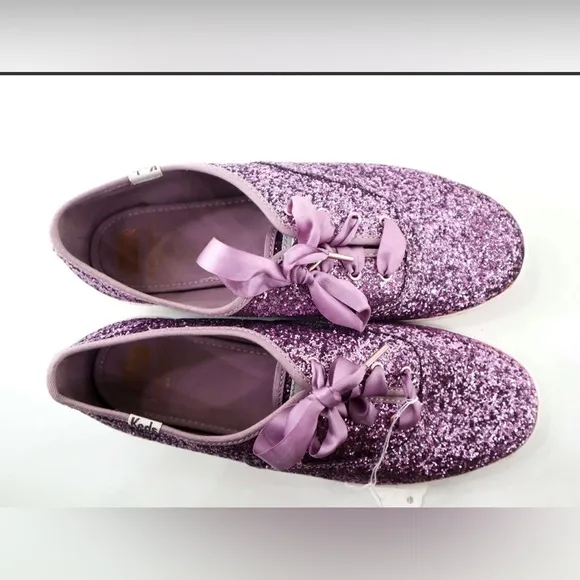Kate Spade Purple Glitter Sneakers Casual Lace-Up