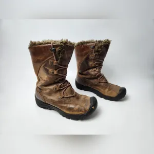 Keen Brown Leather Womens Boots Size 9‎ Lace Up Boots Hiking Boots Winter Boots