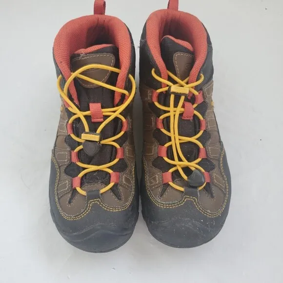 Keen Pagosa Mid Waterproof Brown Yellow Hiking Boots Youth Size 5 UK 4 EU 37