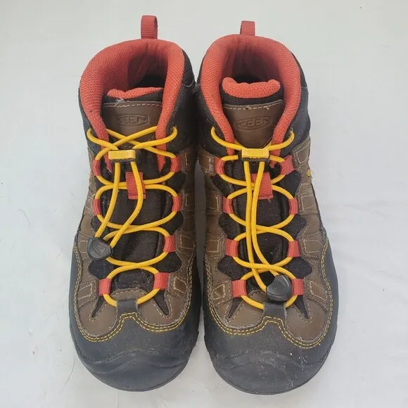 Keen Pagosa Mid Waterproof Brown Yellow Hiking Boots Youth Size 5 UK 4 EU 37
