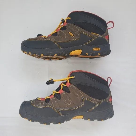 Keen Pagosa Mid Waterproof Brown Yellow Hiking Boots Youth Size 5 UK 4 EU 37